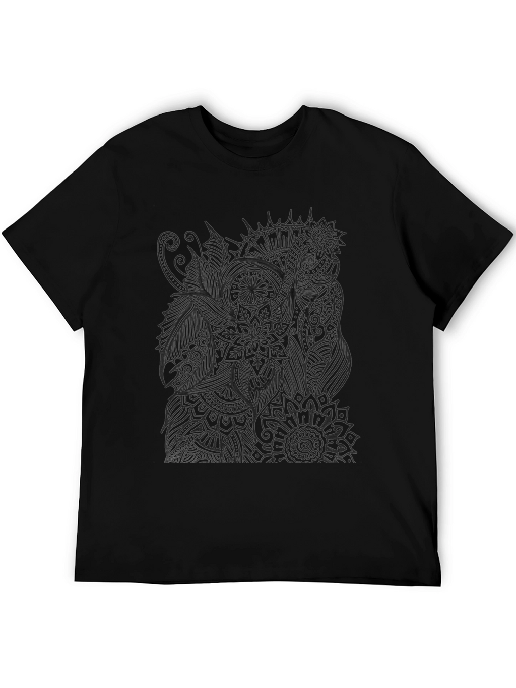 Abstract Elephant Print Black T-Shirt