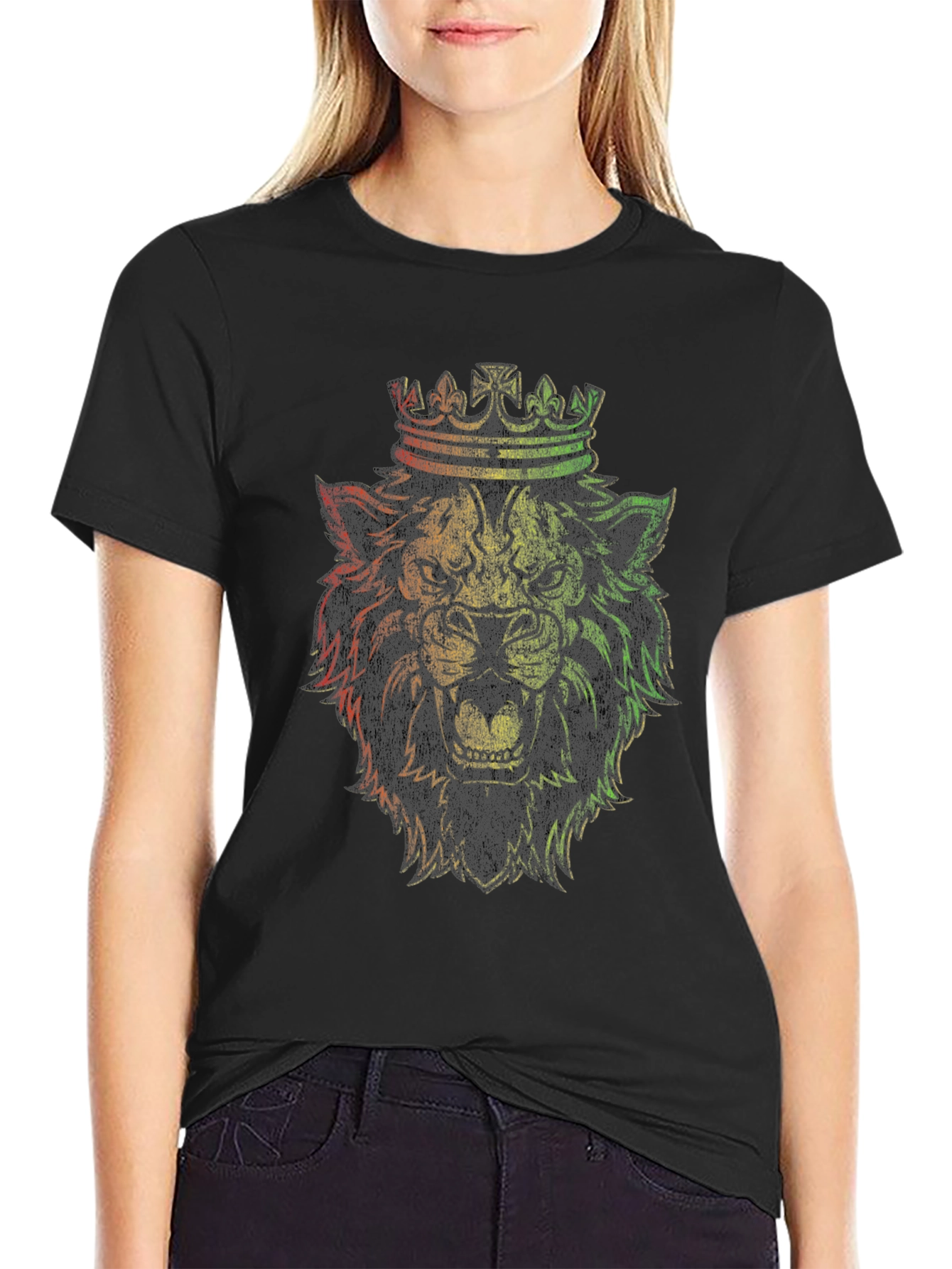 Lion King Reggae T-Shirt - Rasta Colors Crown Graphic Tee