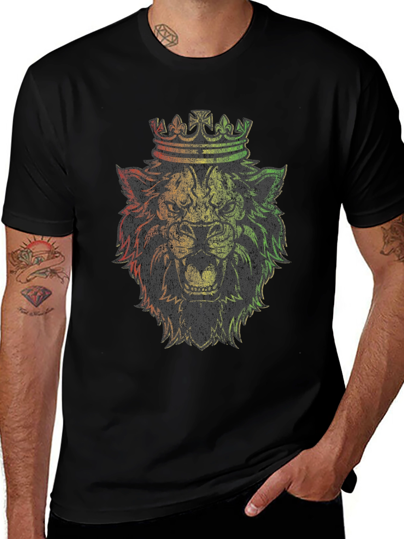 Lion King Reggae T-Shirt - Rasta Colors Crown Graphic Tee