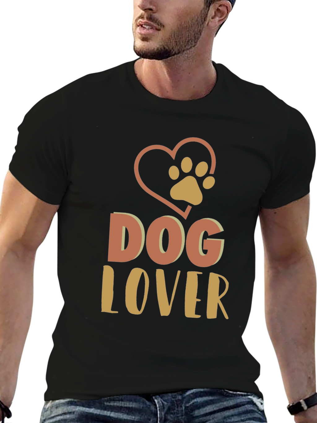 Dog Lover Graphic Print Black T-Shirt
