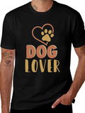 Dog Lover Graphic Print Black T-Shirt