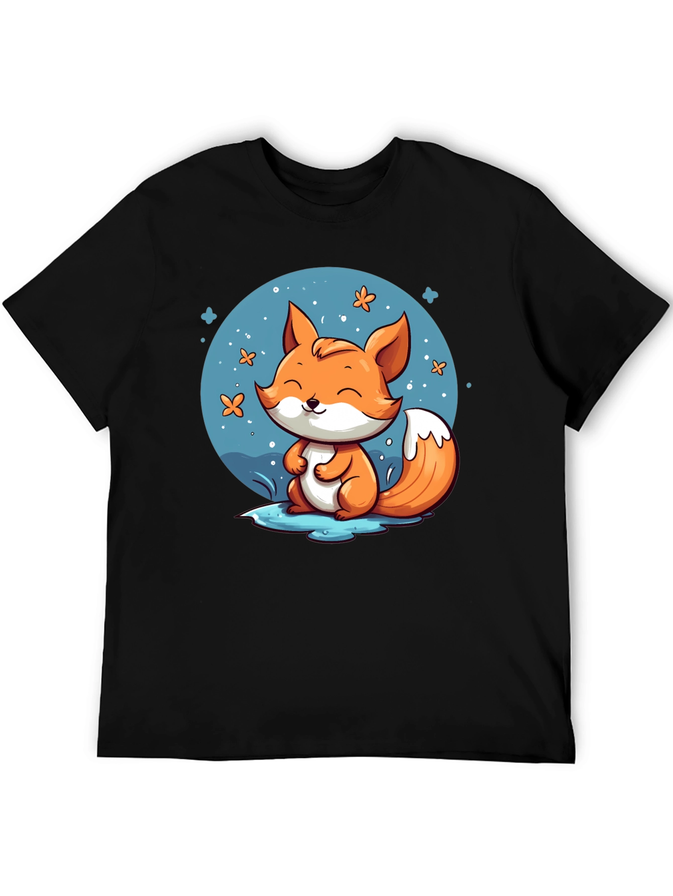 Cute Fox Graphic Tee - Black
