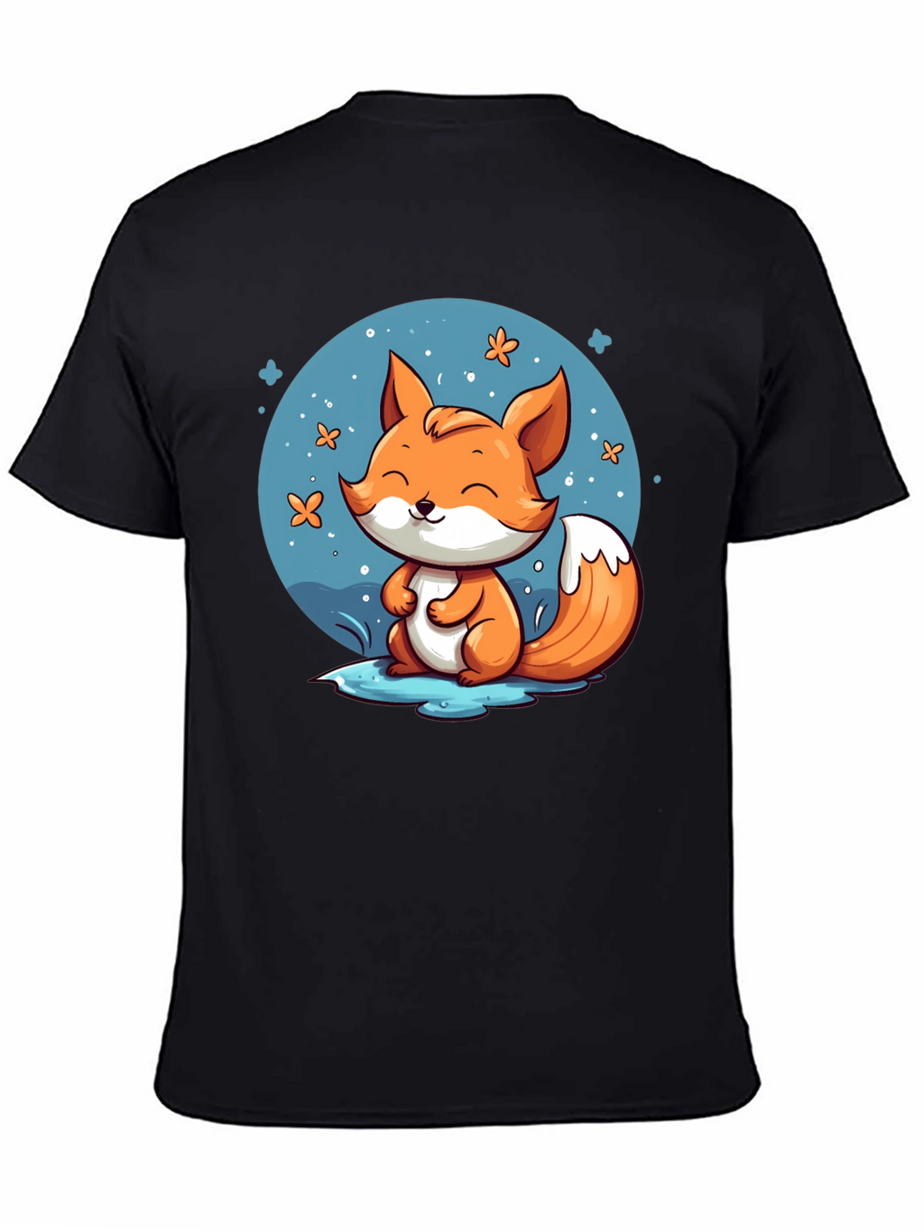 Cute Fox Graphic Tee - Black