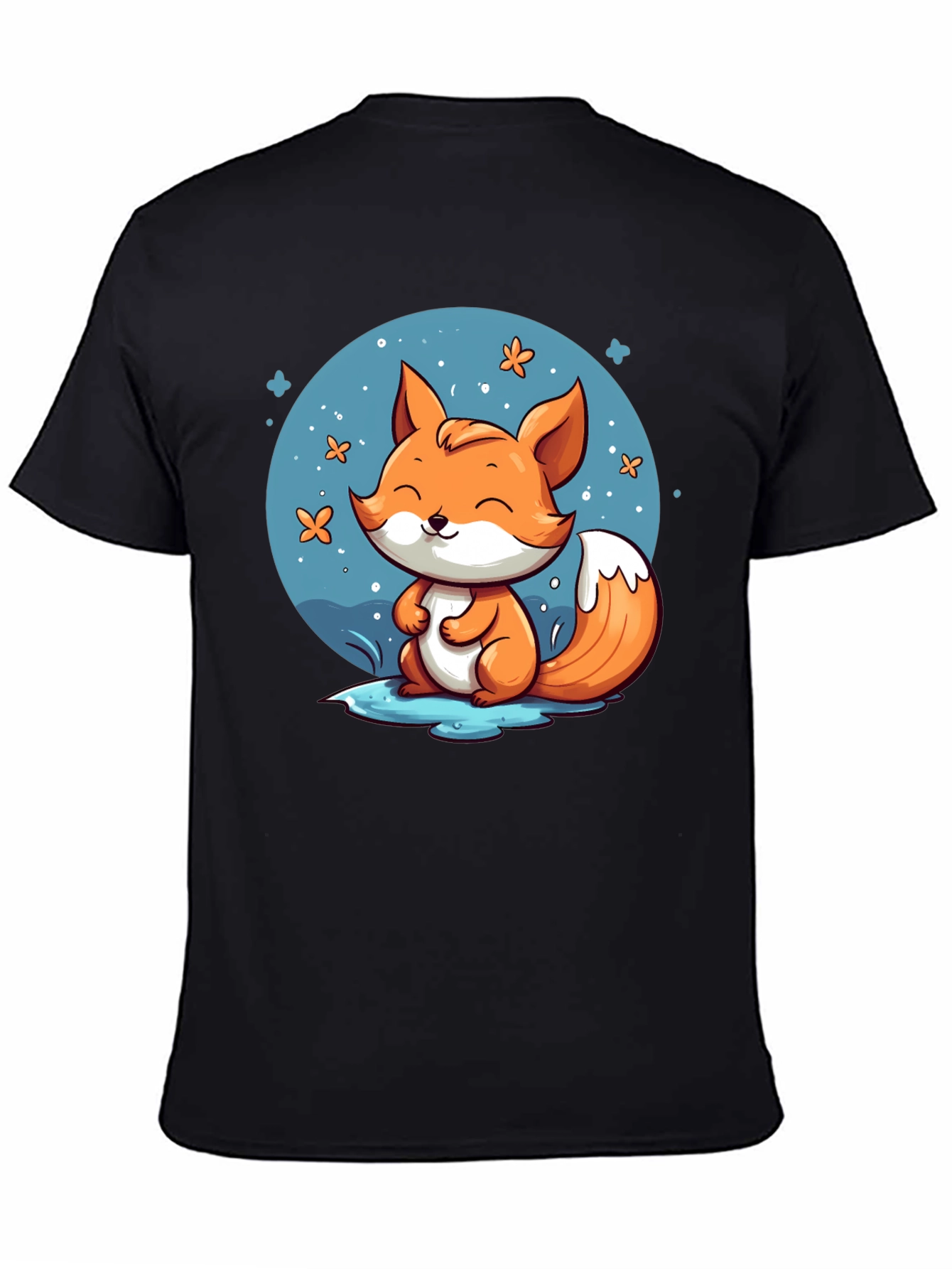 Cute Fox Graphic Tee - Black
