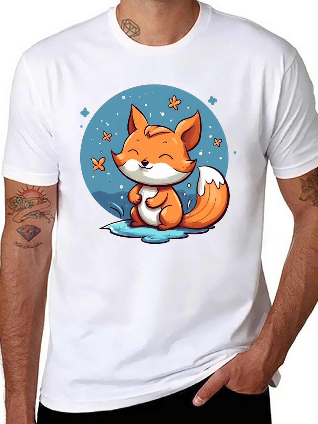 Cute Fox Graphic Tee - Black