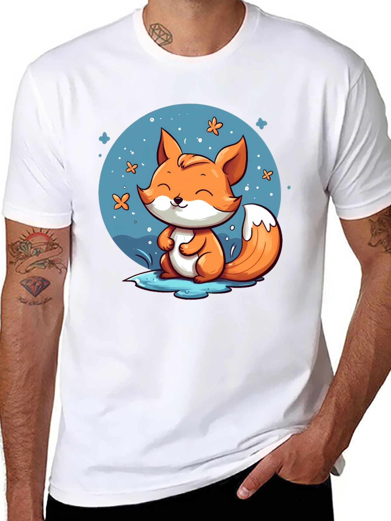 Cute Fox Graphic Tee - Black