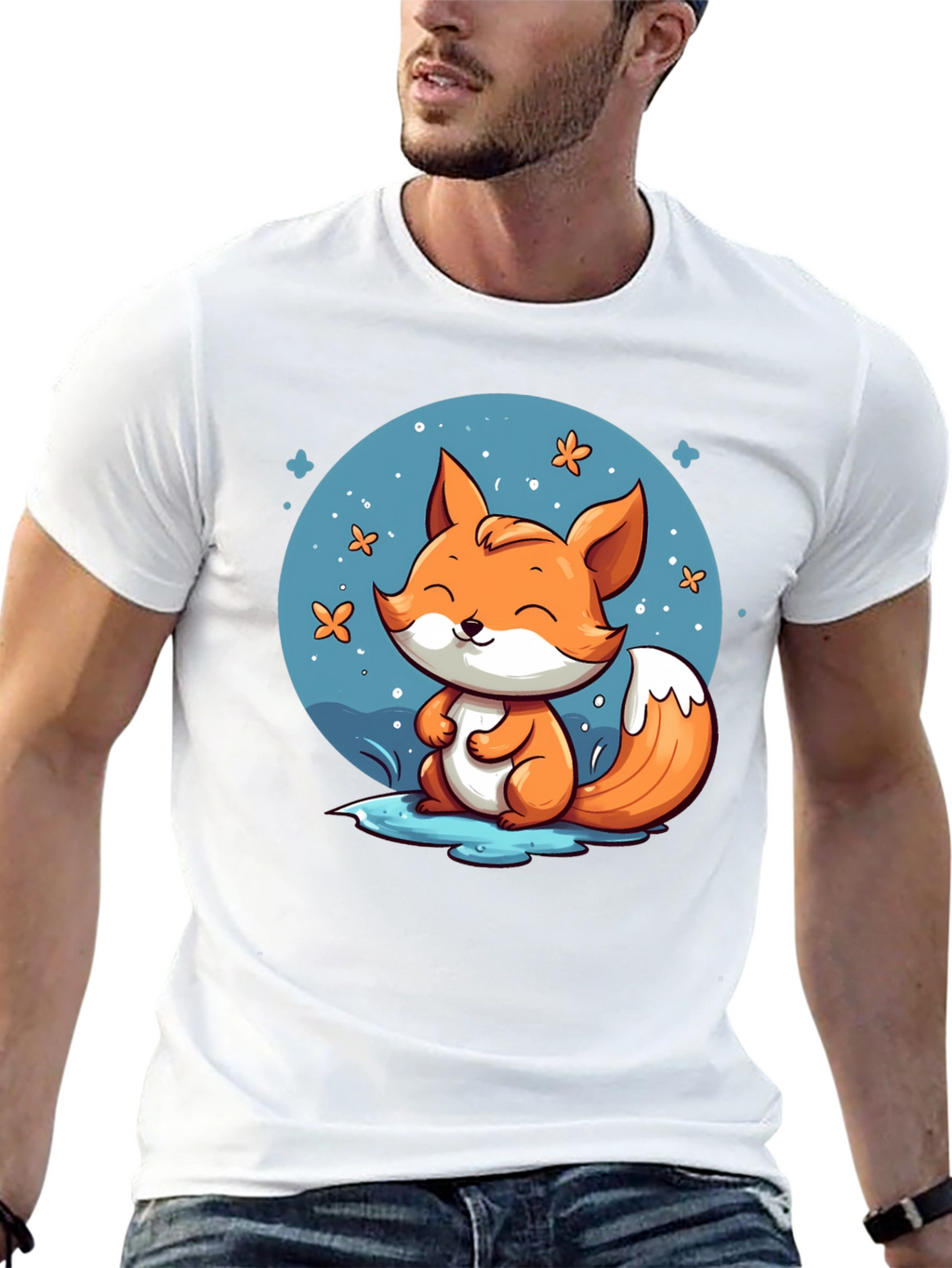 Cute Fox Graphic Tee - Black