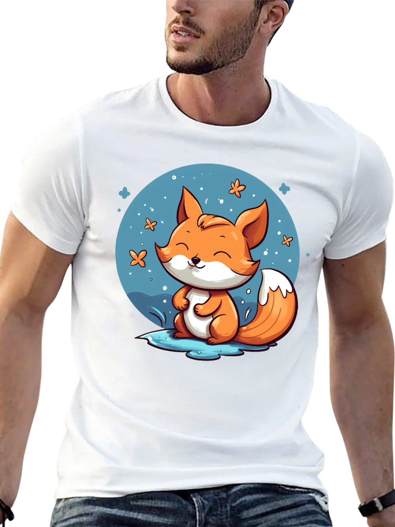 Cute Fox Graphic Tee - Black