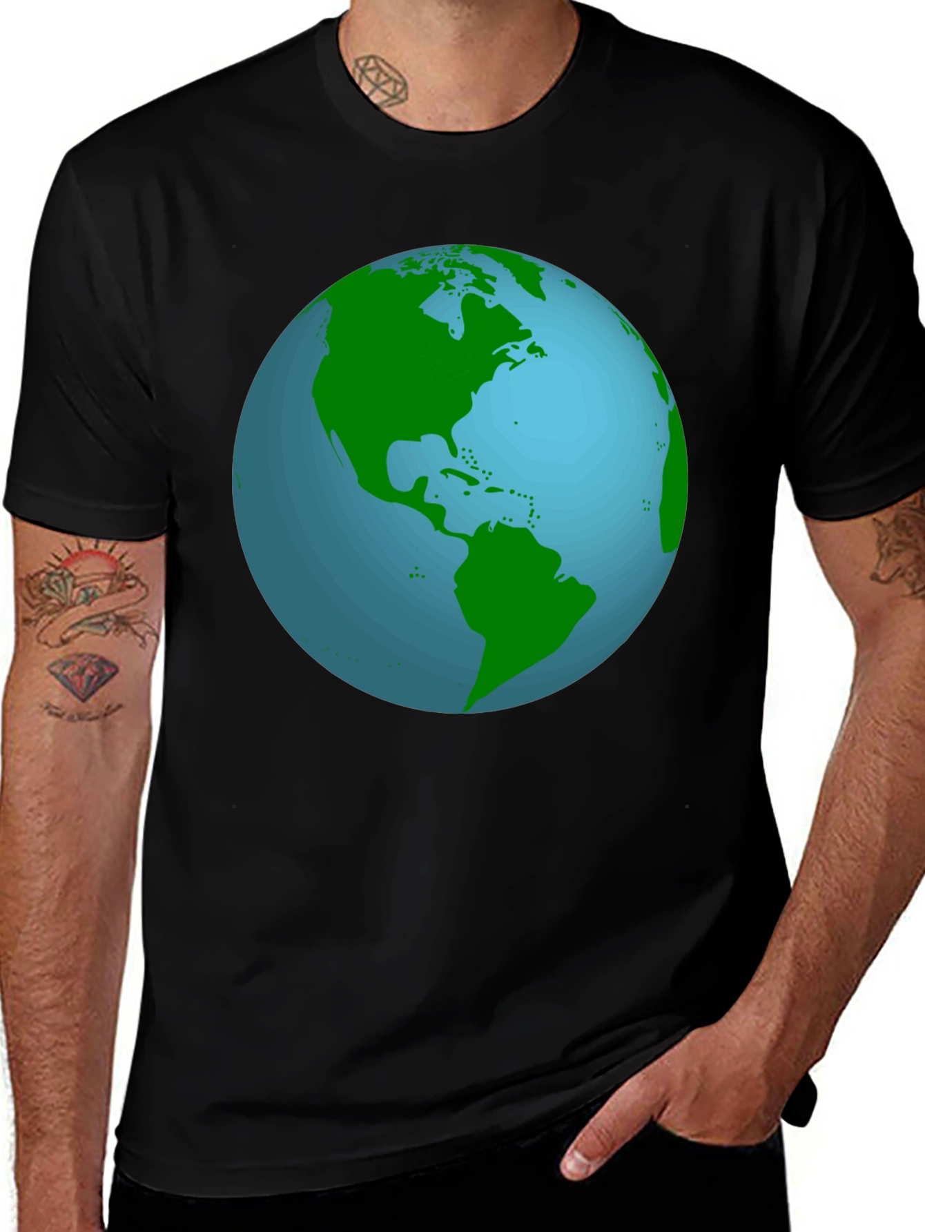 Earth Graphic T-Shirt - Black Crew Neck Tee