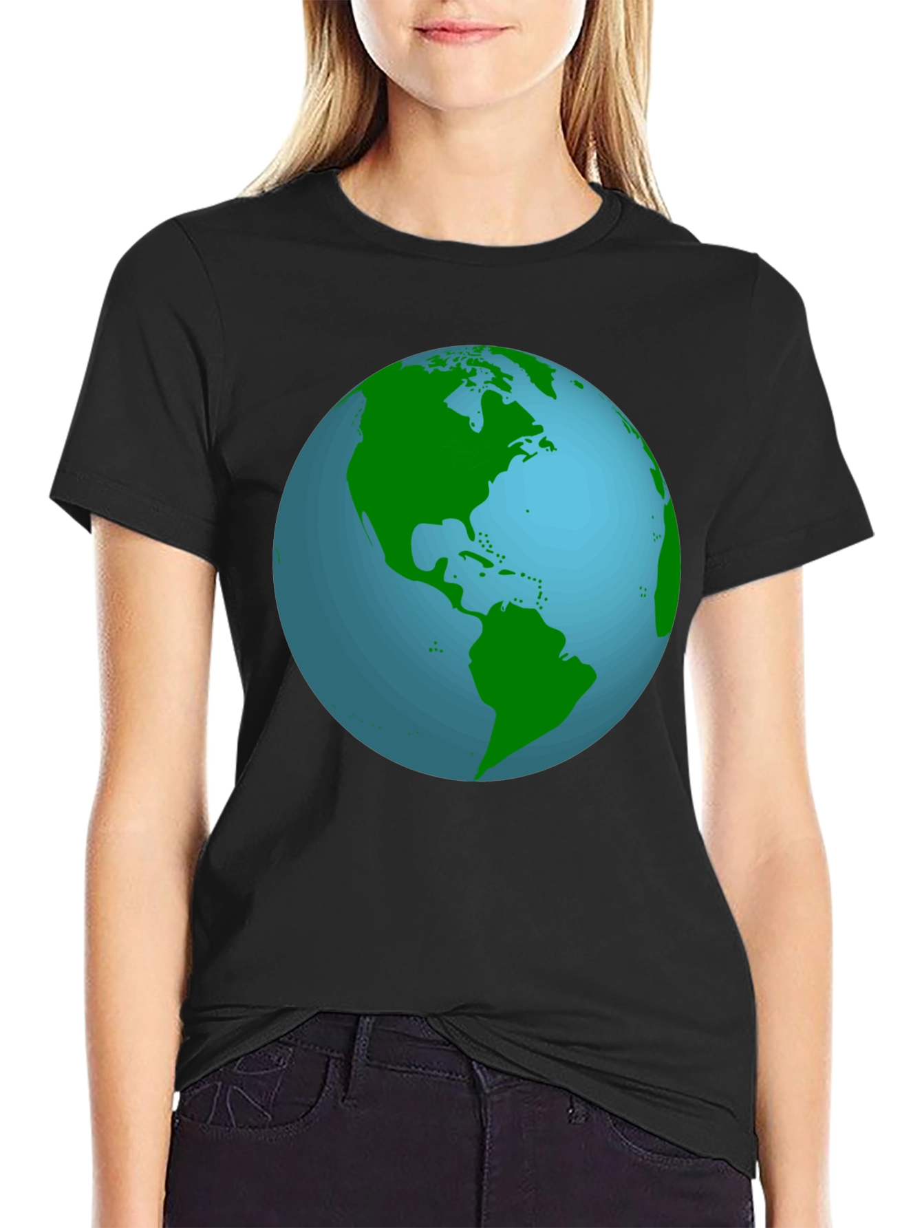 Earth Graphic T-Shirt - Black Crew Neck Tee