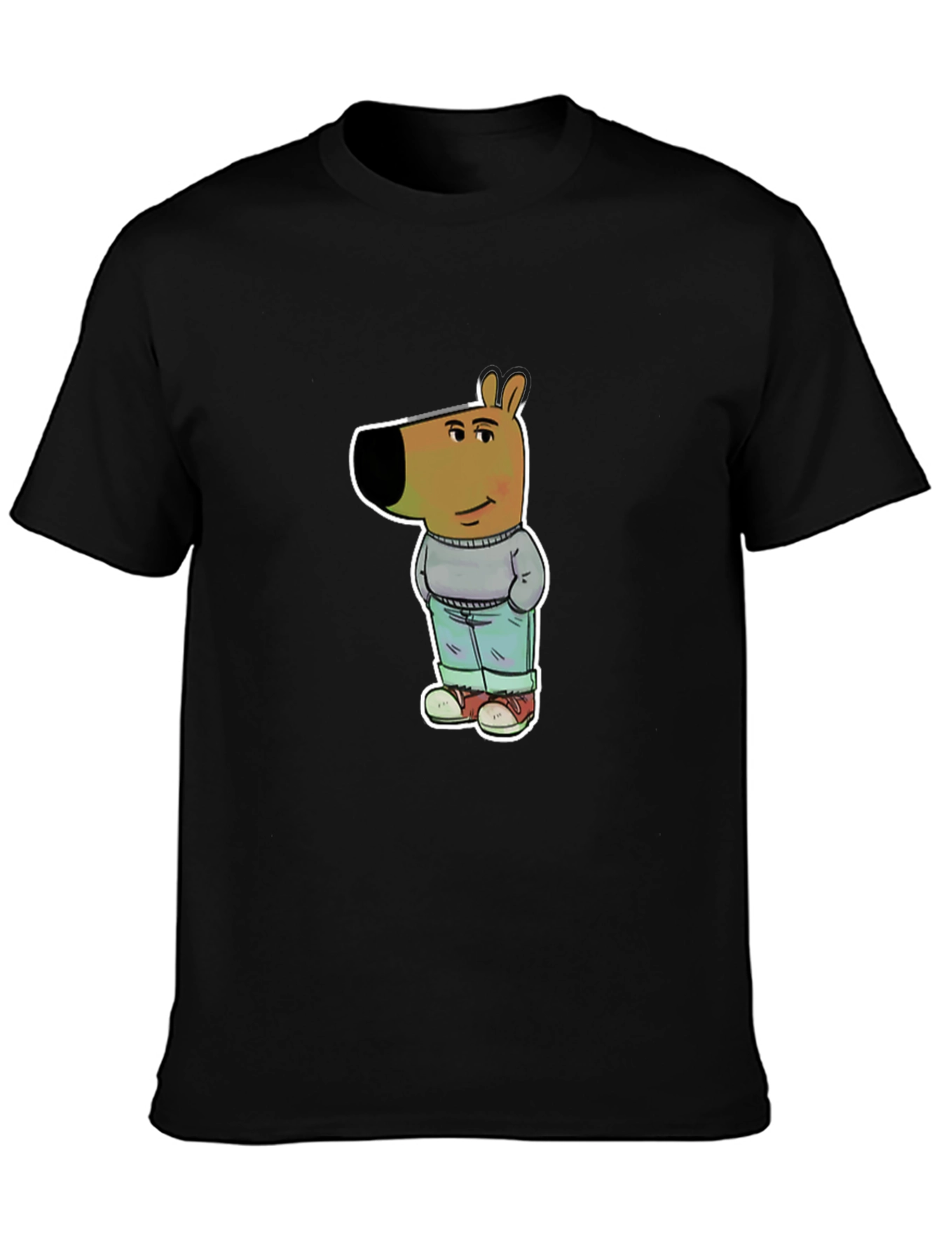 Cartoon Dog Graphic Tee - Unisex Black T-Shirt