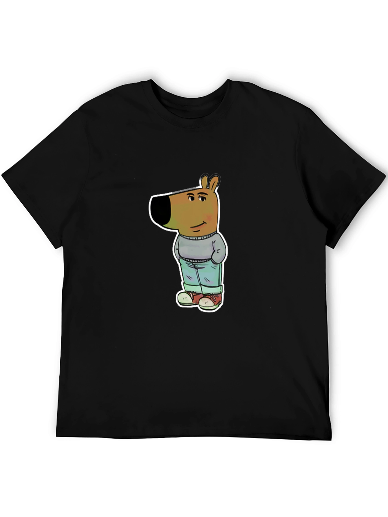 Cartoon Dog Graphic Tee - Unisex Black T-Shirt