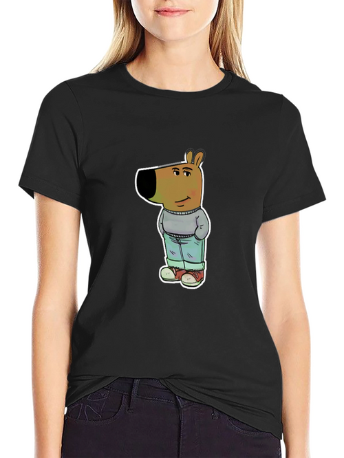 Cartoon Dog Graphic Tee - Unisex Black T-Shirt