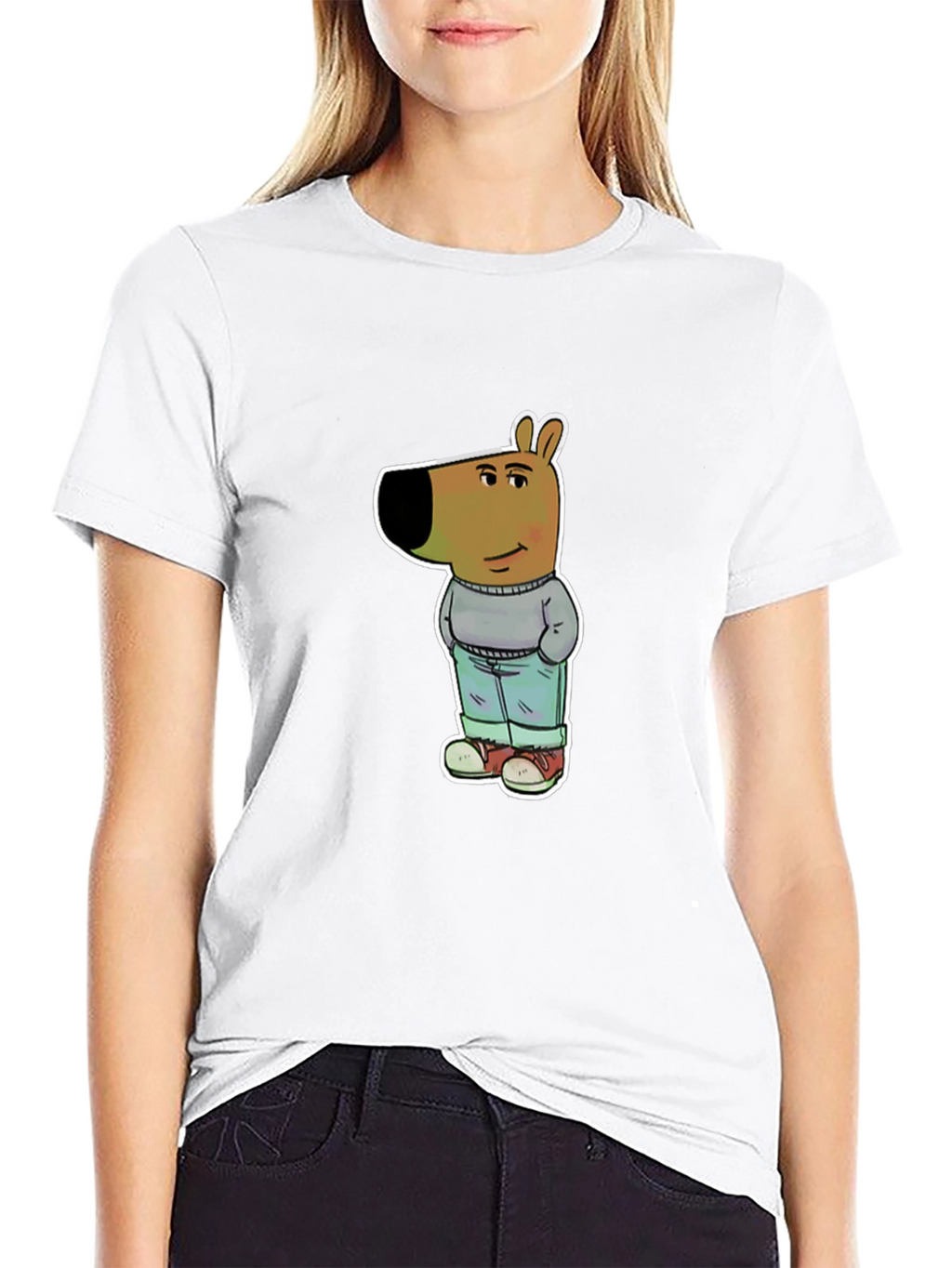 Cartoon Dog Graphic Tee - Unisex Black T-Shirt