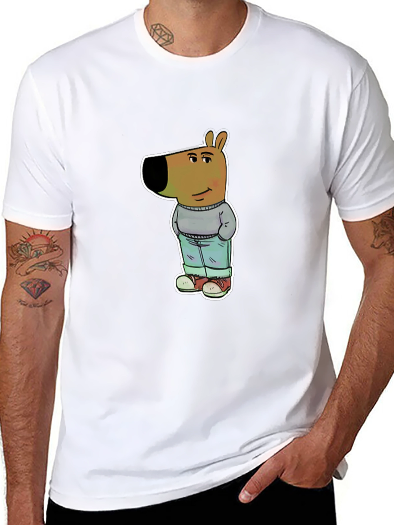 Cartoon Dog Graphic Tee - Unisex Black T-Shirt