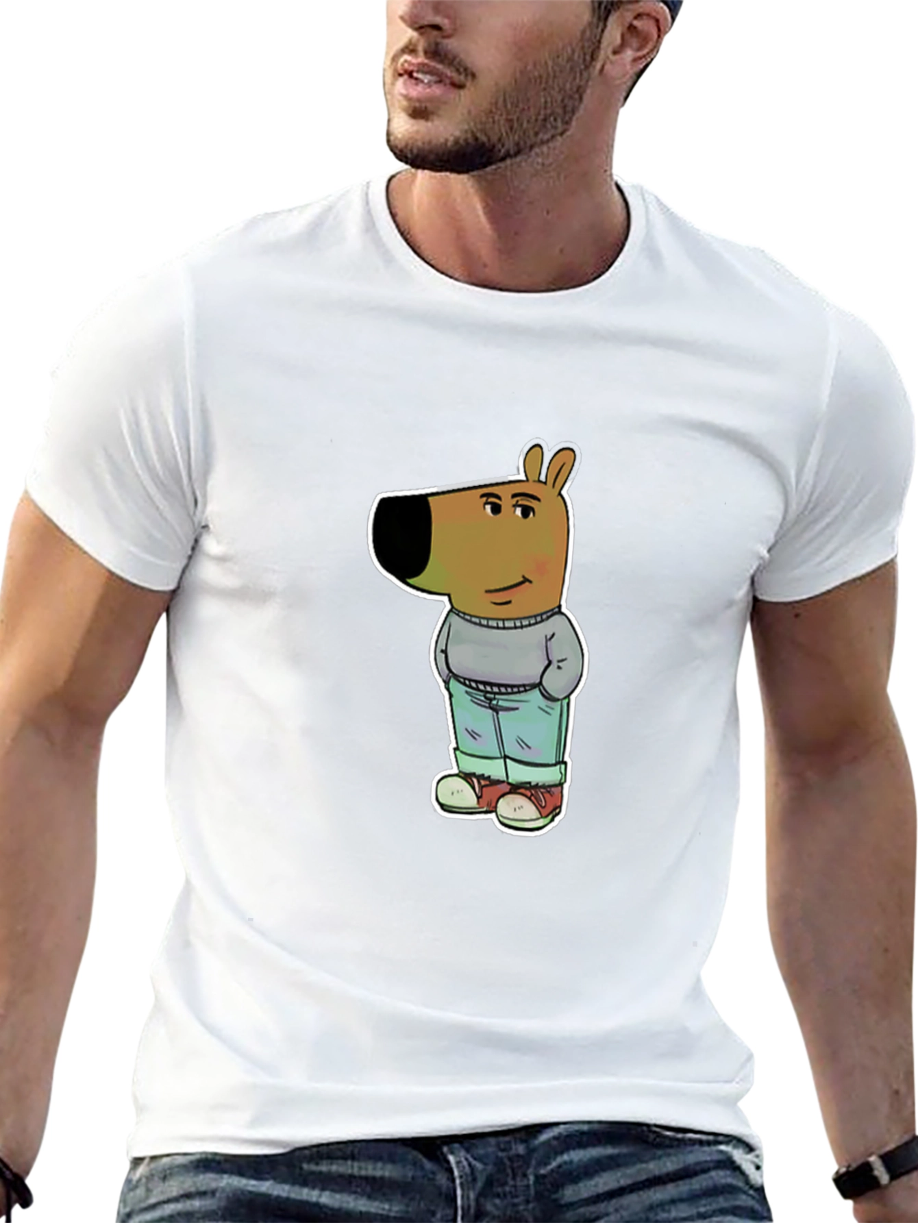 Cartoon Dog Graphic Tee - Unisex Black T-Shirt