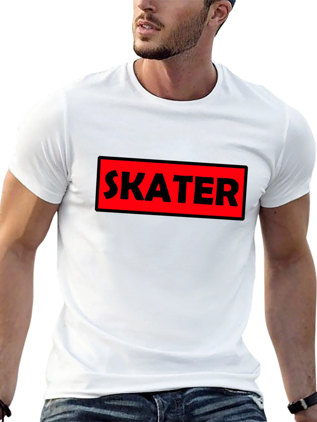 Skater Graphic Tee - Bold Red Box Design