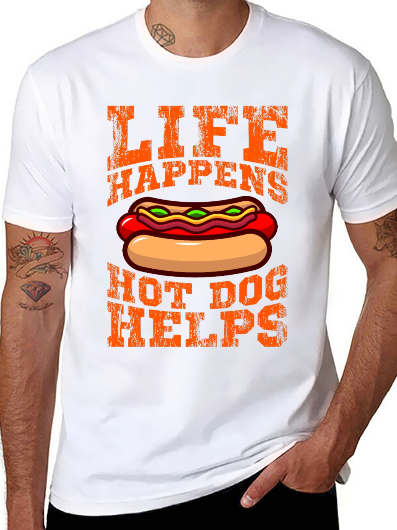 Life Happens Hot Dog Helps Graphic T-Shirt