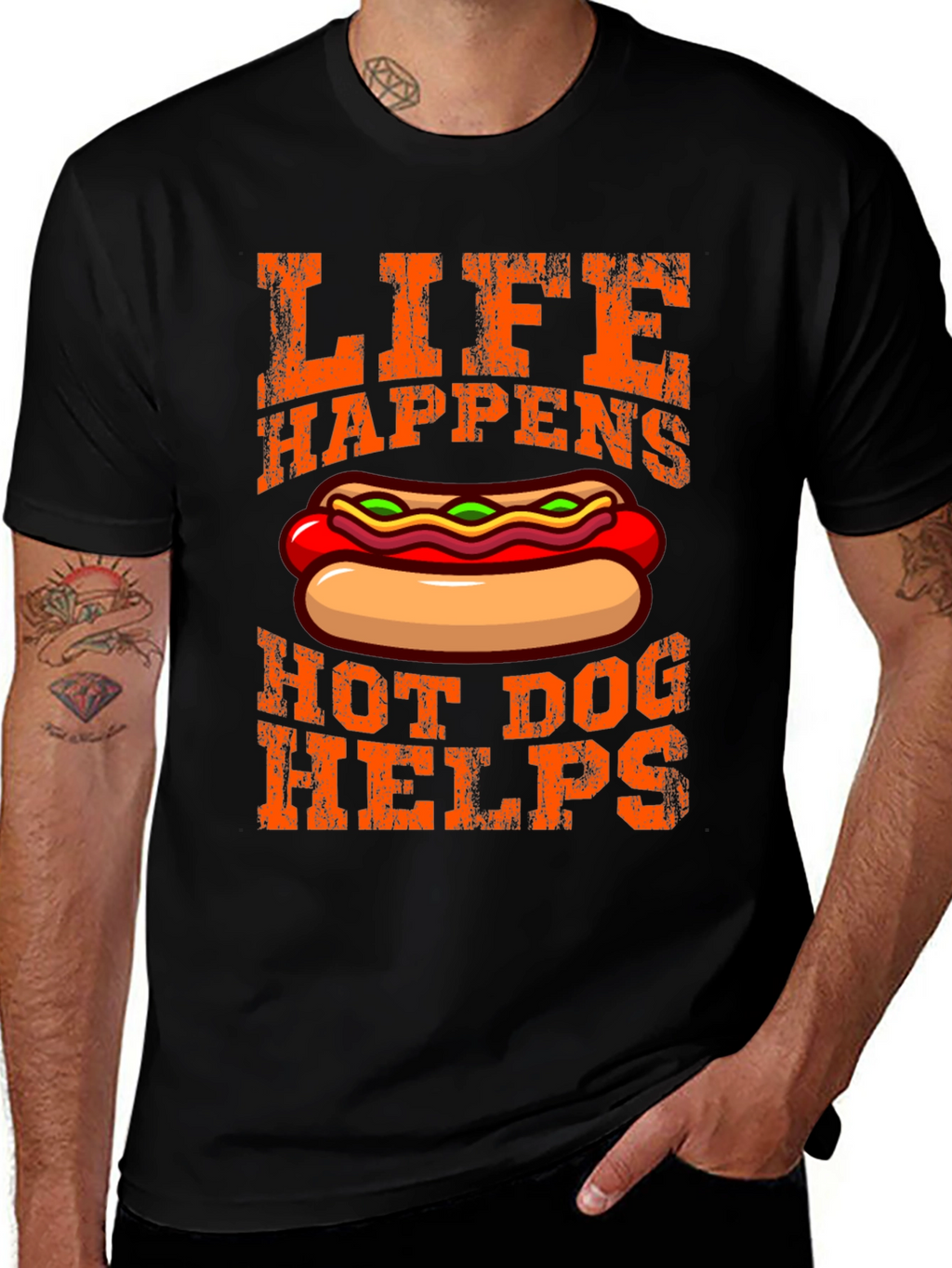 Life Happens Hot Dog Helps Graphic T-Shirt
