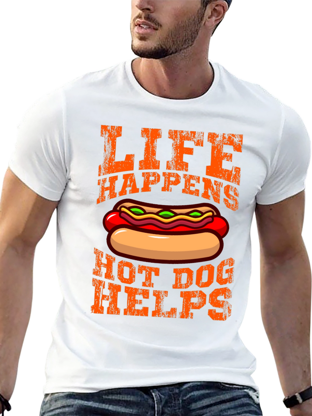Life Happens Hot Dog Helps Graphic T-Shirt