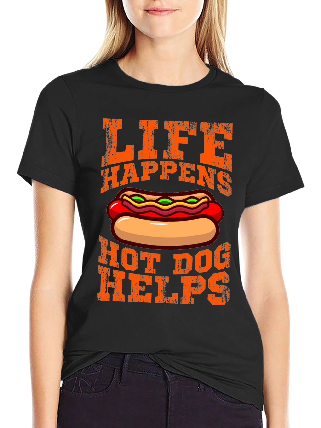 Life Happens Hot Dog Helps Graphic T-Shirt