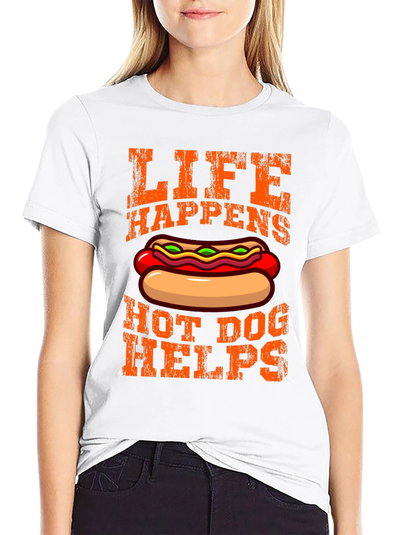 Life Happens Hot Dog Helps Graphic T-Shirt
