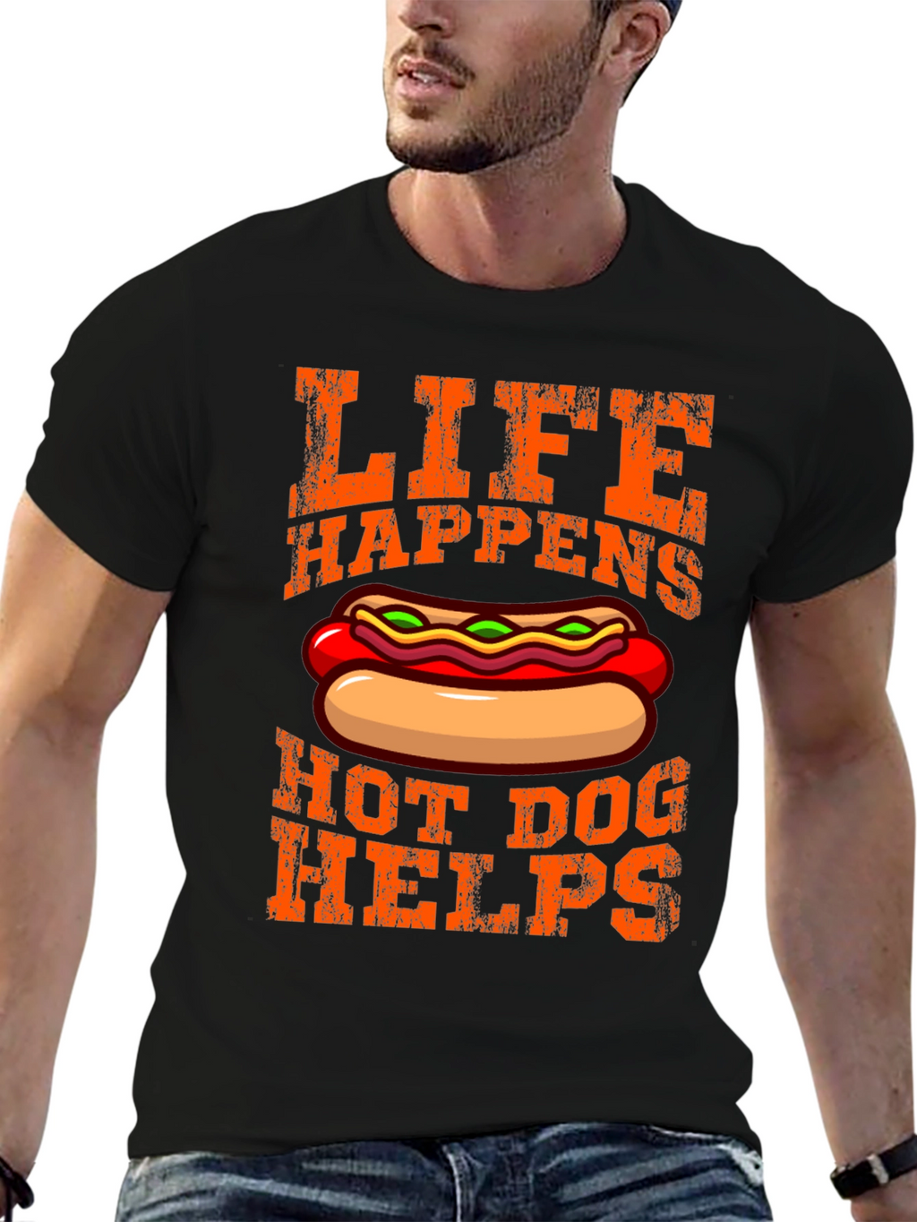 Life Happens Hot Dog Helps Graphic T-Shirt