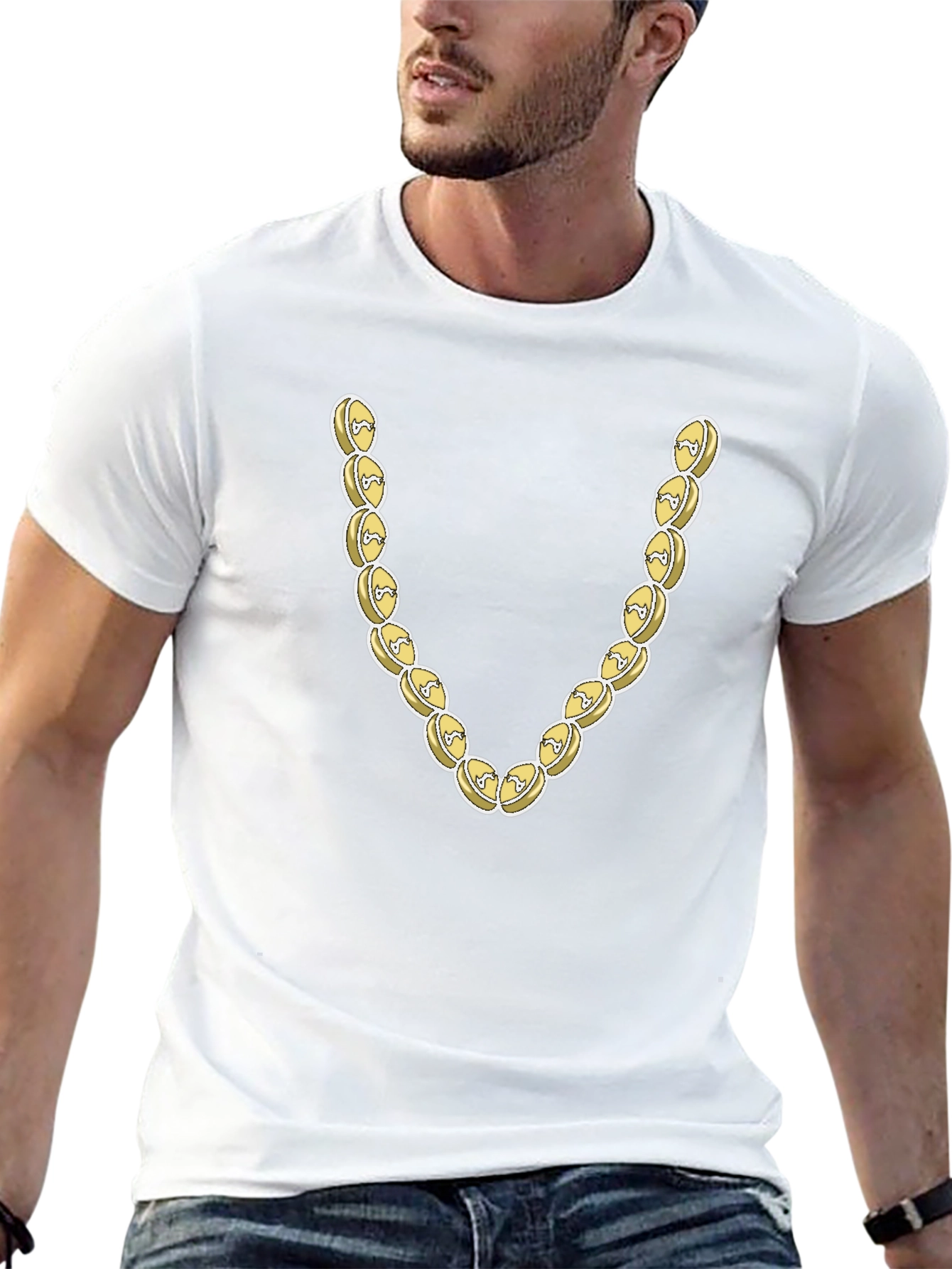 Novelty Gold Chain Graphic T-Shirt
