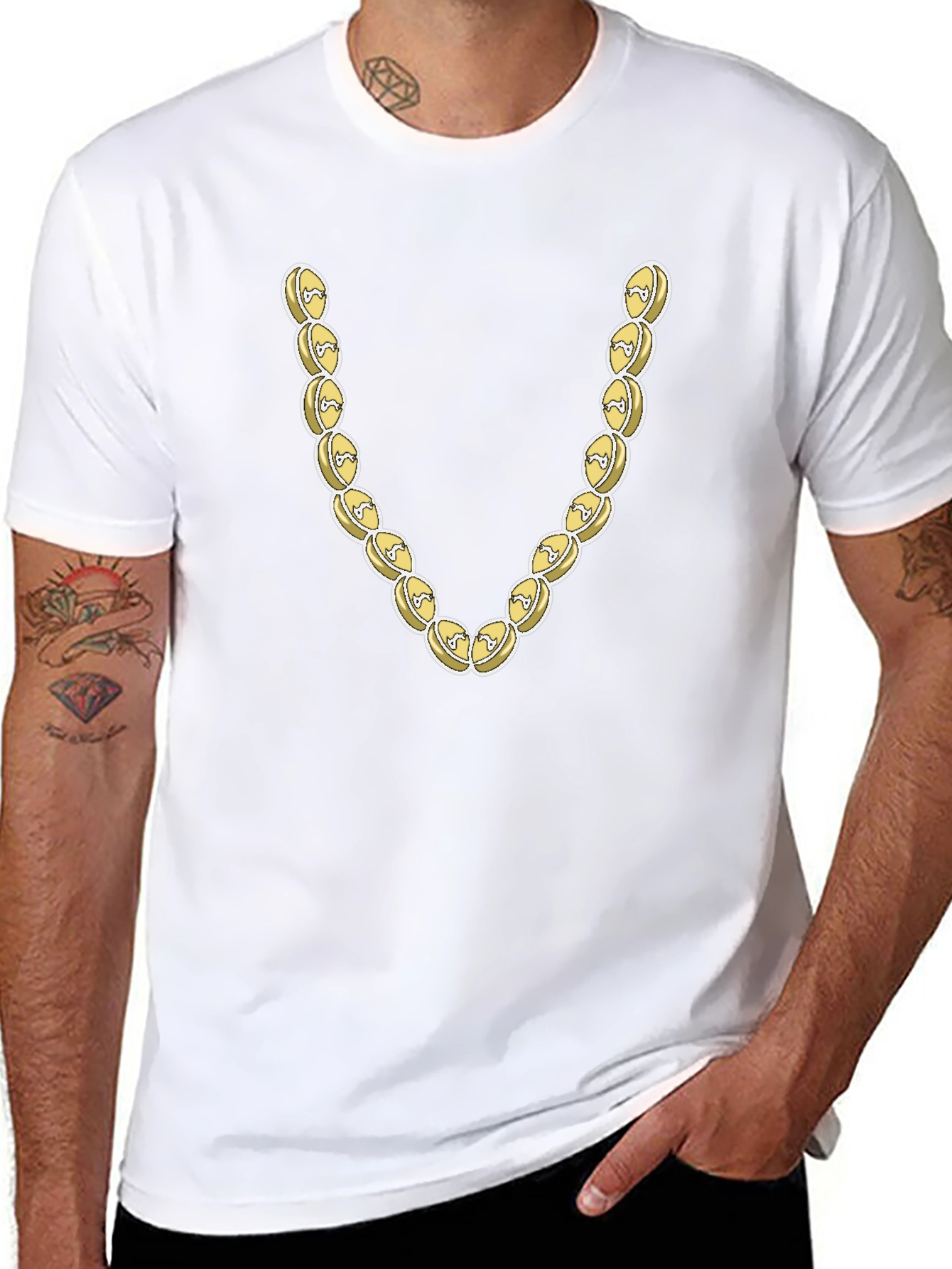 Novelty Gold Chain Graphic T-Shirt