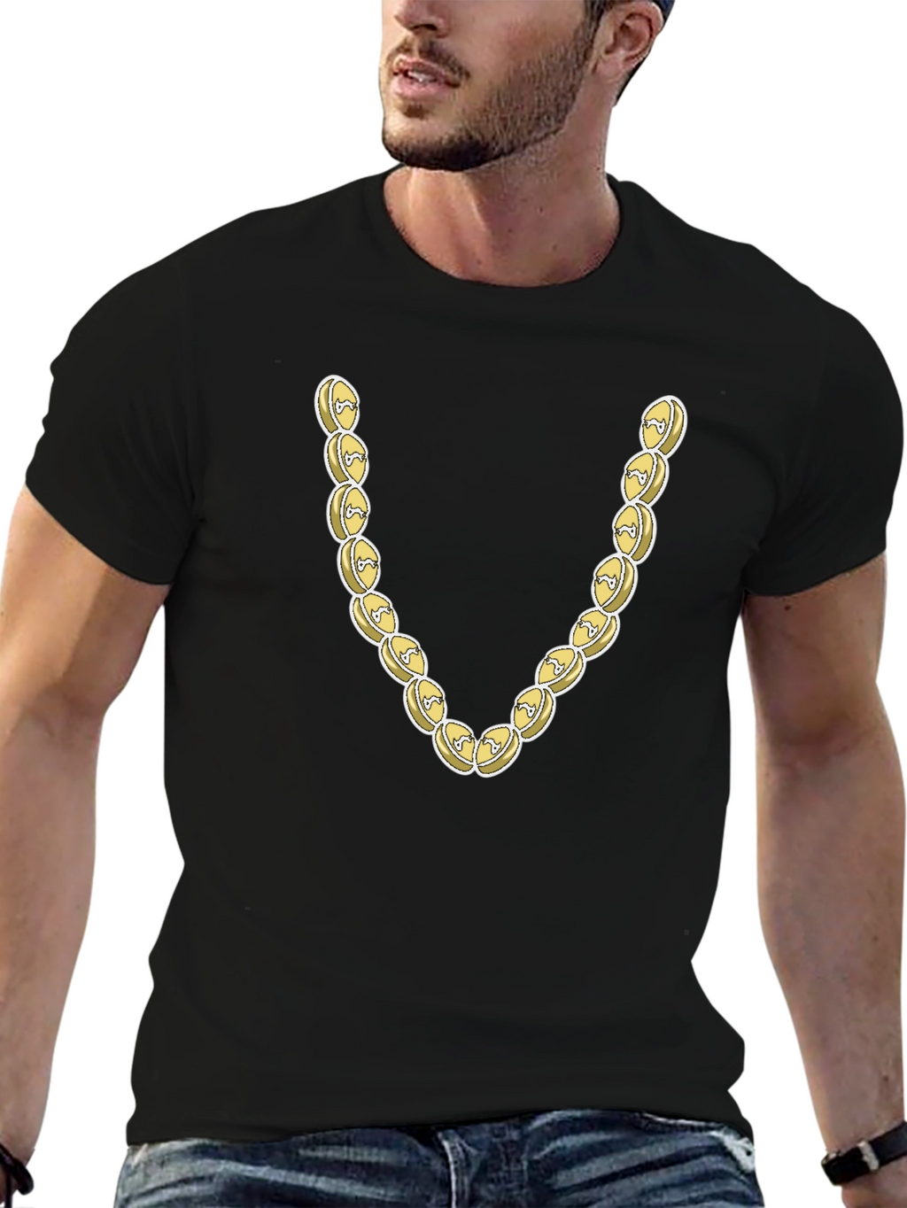Novelty Gold Chain Graphic T-Shirt