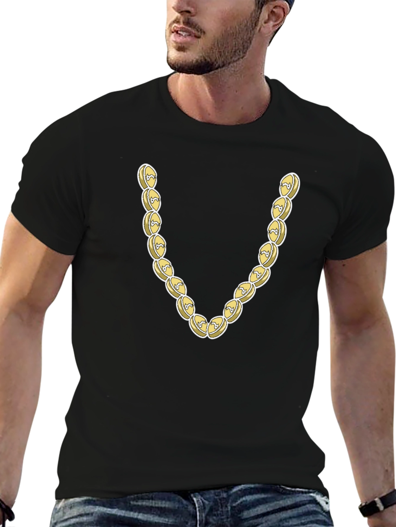Novelty Gold Chain Graphic T-Shirt