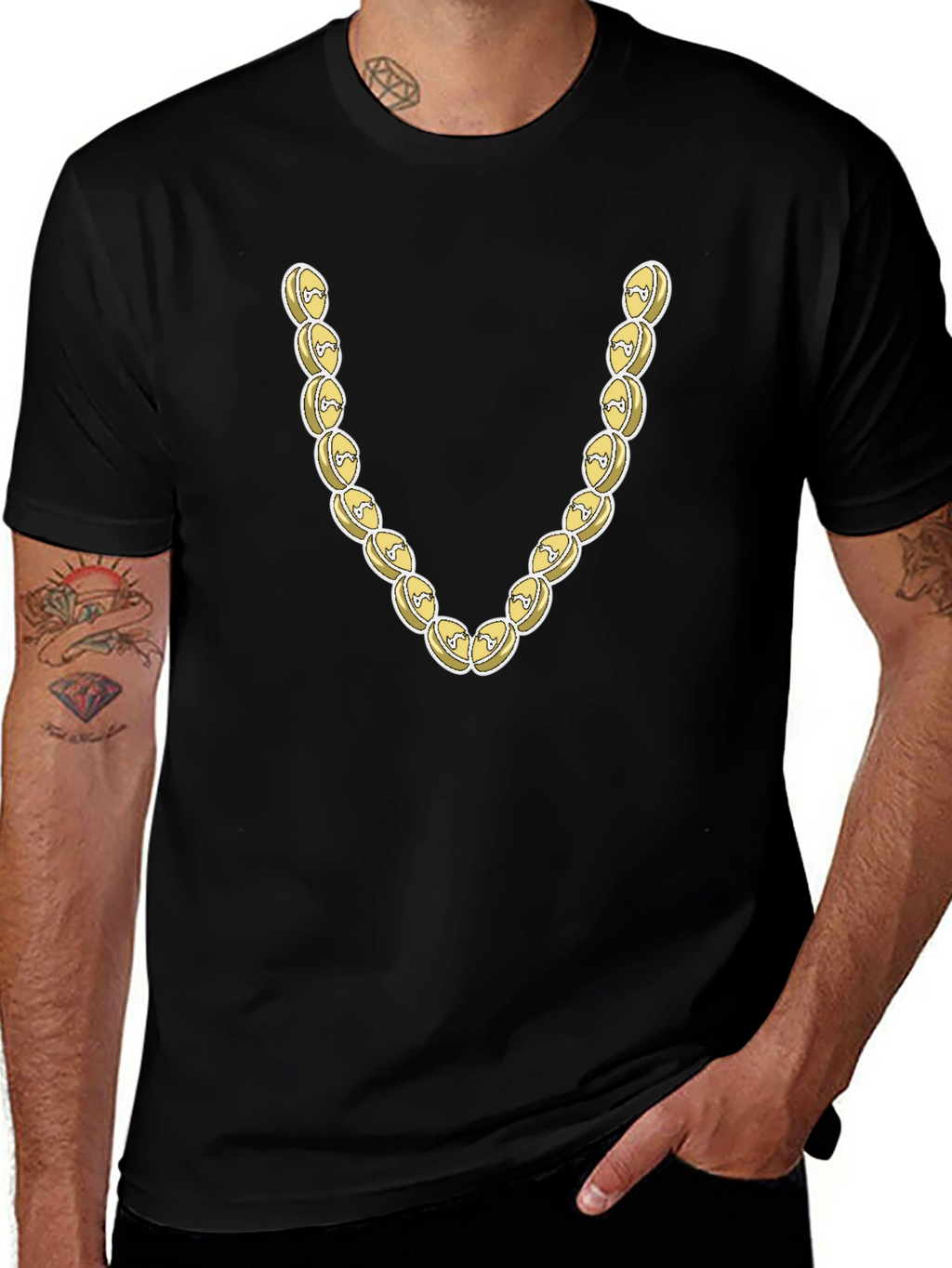 Novelty Gold Chain Graphic T-Shirt