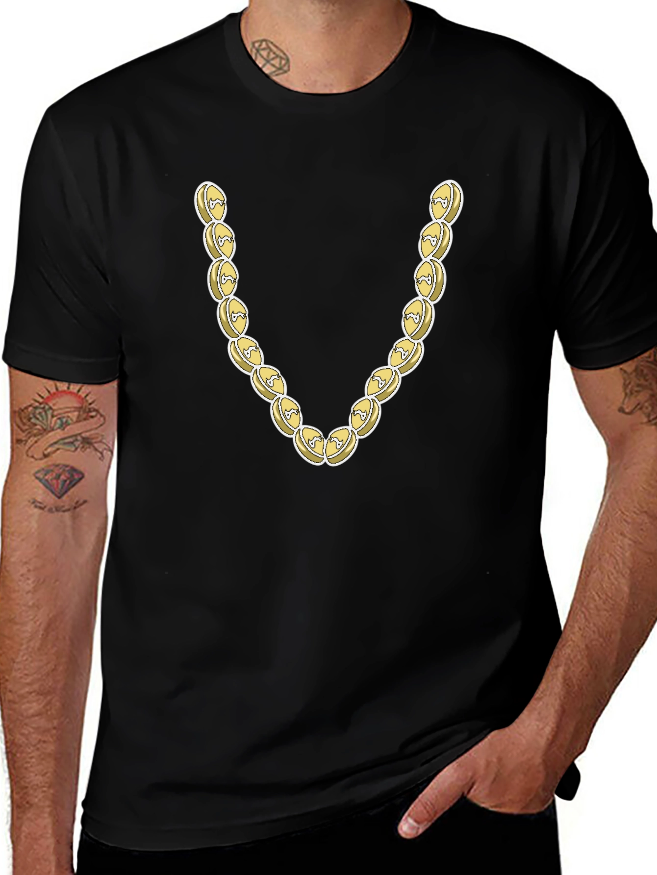 Novelty Gold Chain Graphic T-Shirt