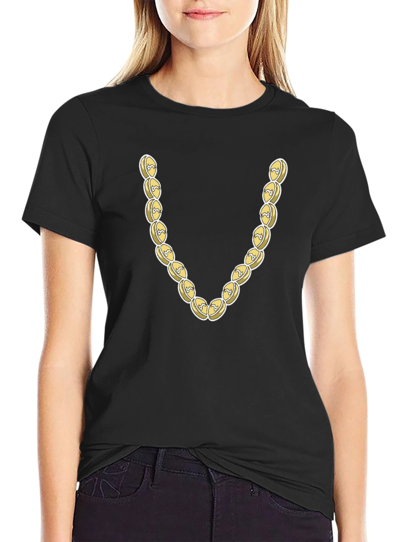 Novelty Gold Chain Graphic T-Shirt