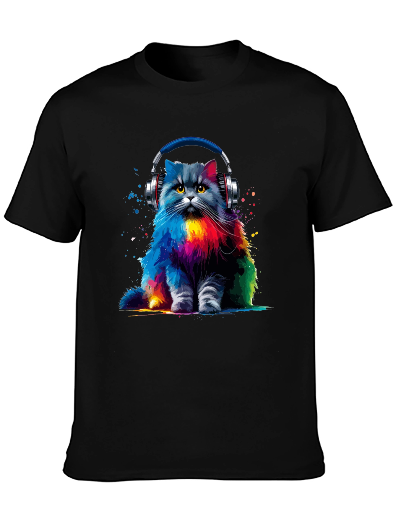 Colorful Cat DJ Graphic Tee