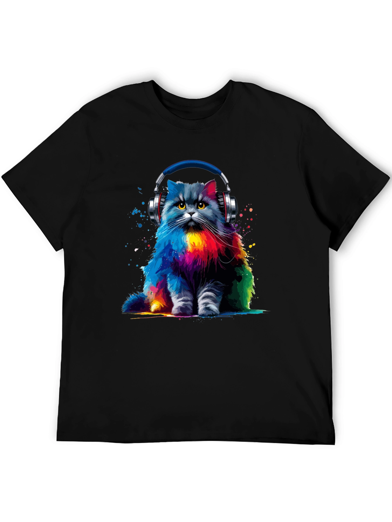 Colorful Cat DJ Graphic Tee