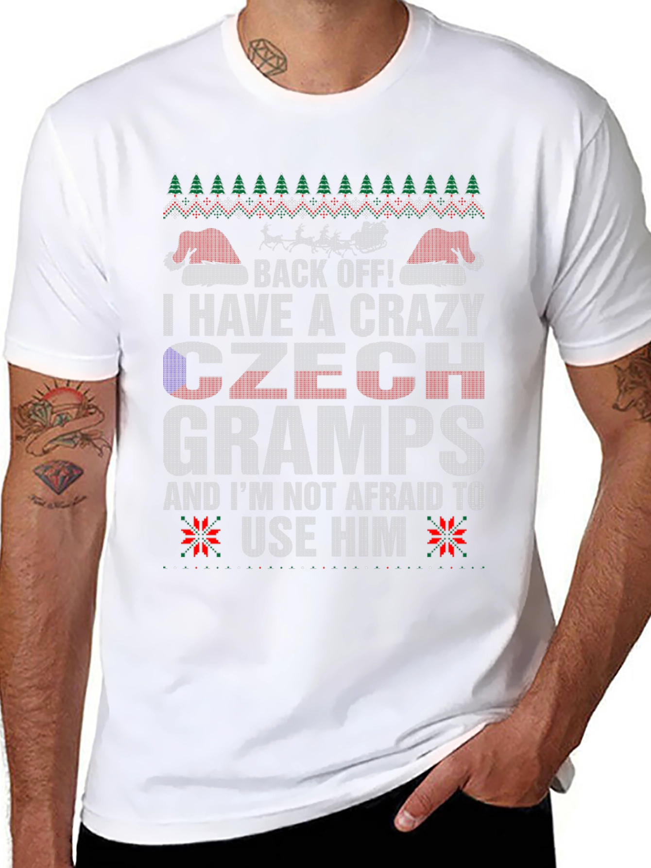 Crazy Czech Gramps Ugly Christmas Sweater T-Shirt