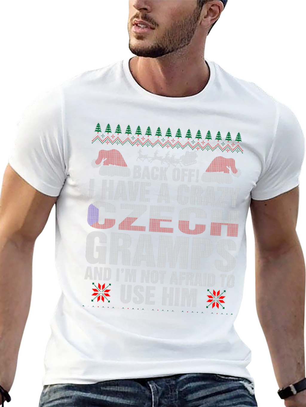 Crazy Czech Gramps Ugly Christmas Sweater T-Shirt
