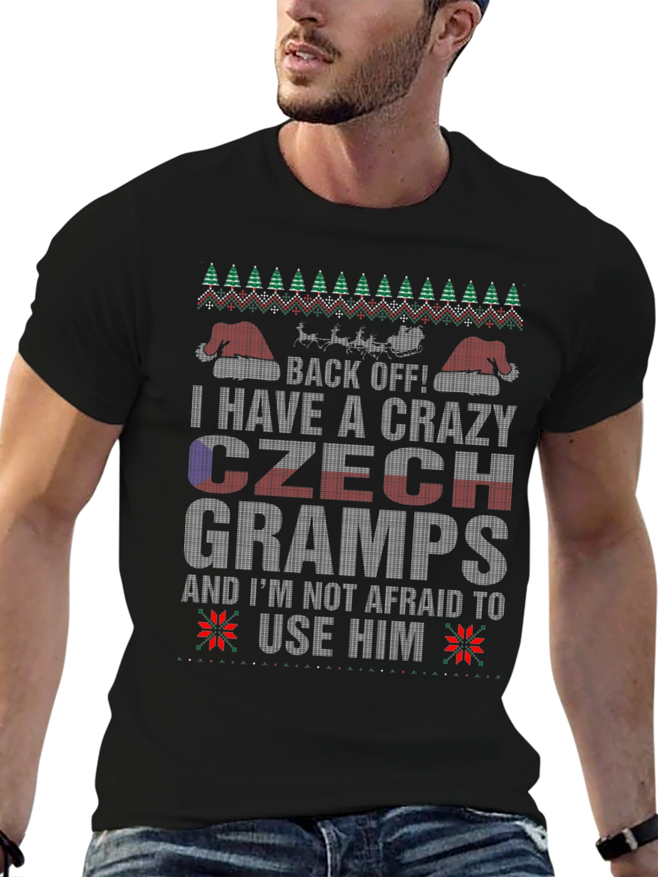 Crazy Czech Gramps Ugly Christmas Sweater T-Shirt