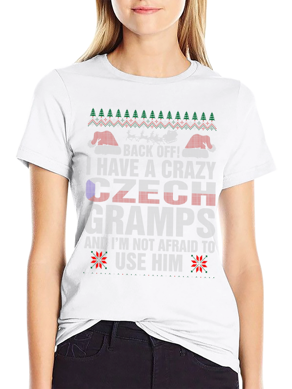 Crazy Czech Gramps Ugly Christmas Sweater T-Shirt