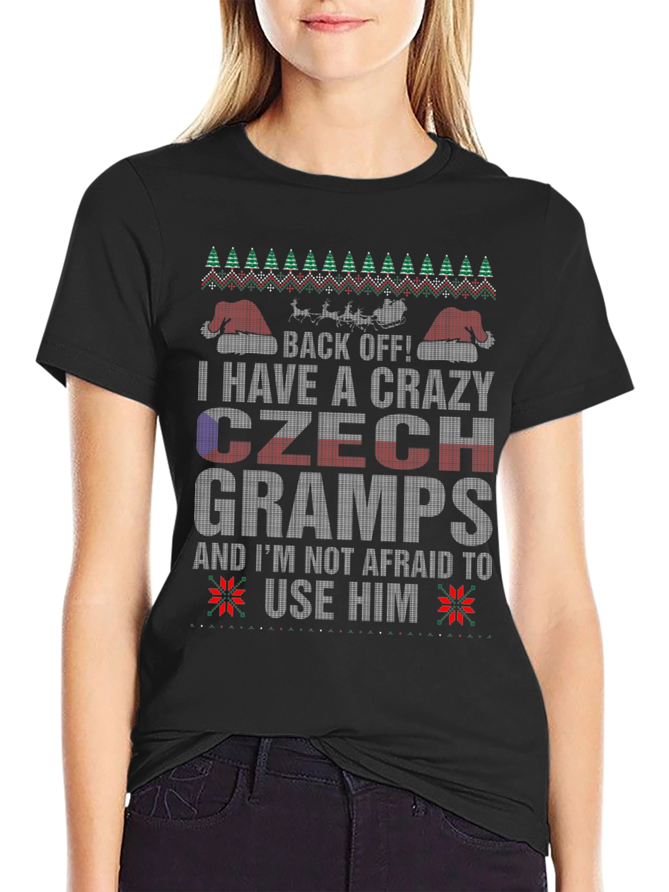 Crazy Czech Gramps Ugly Christmas Sweater T-Shirt