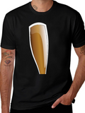 Black Beer Glass Graphic Tee - Casual Style
