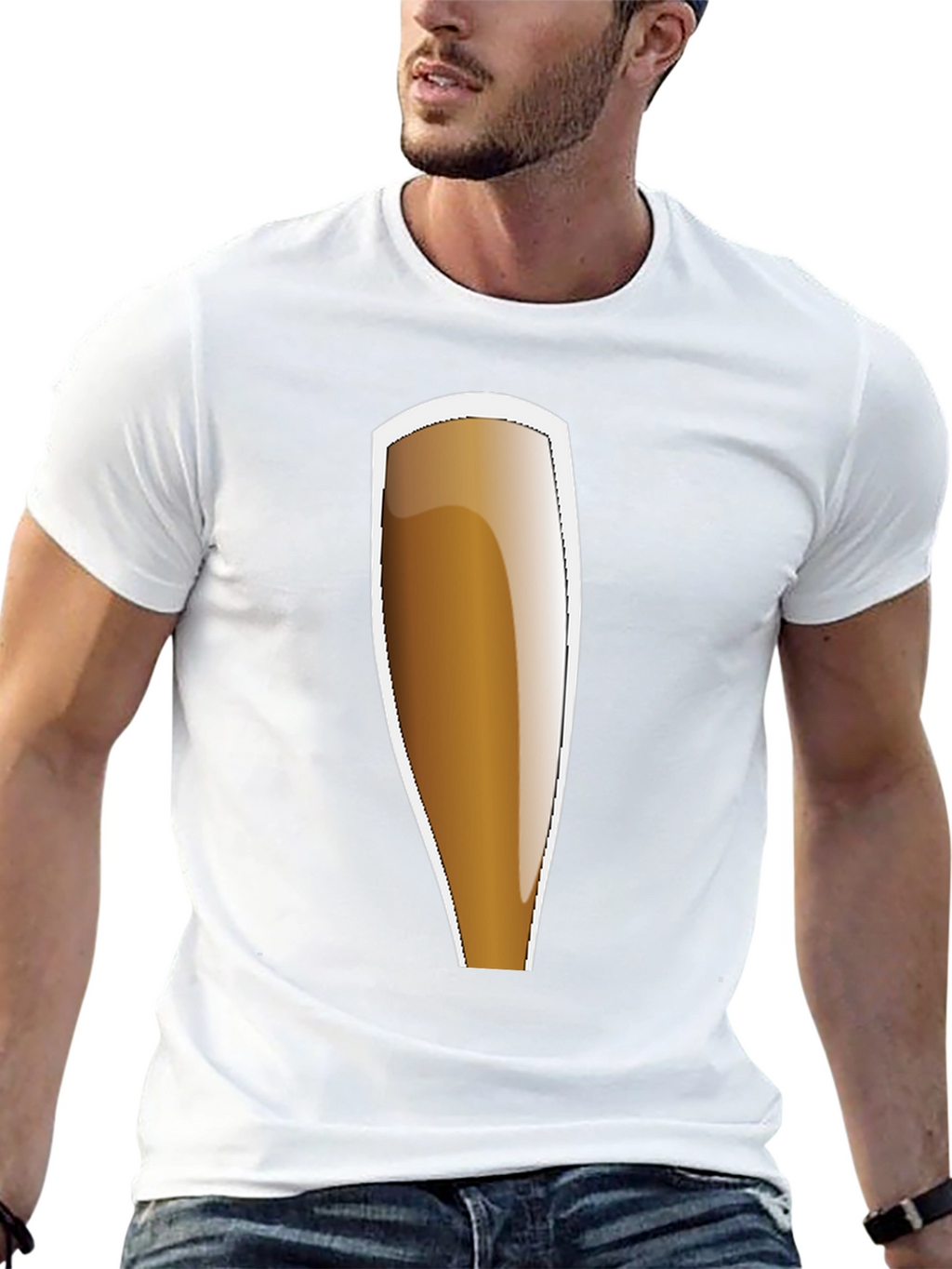 Black Beer Glass Graphic Tee - Casual Style