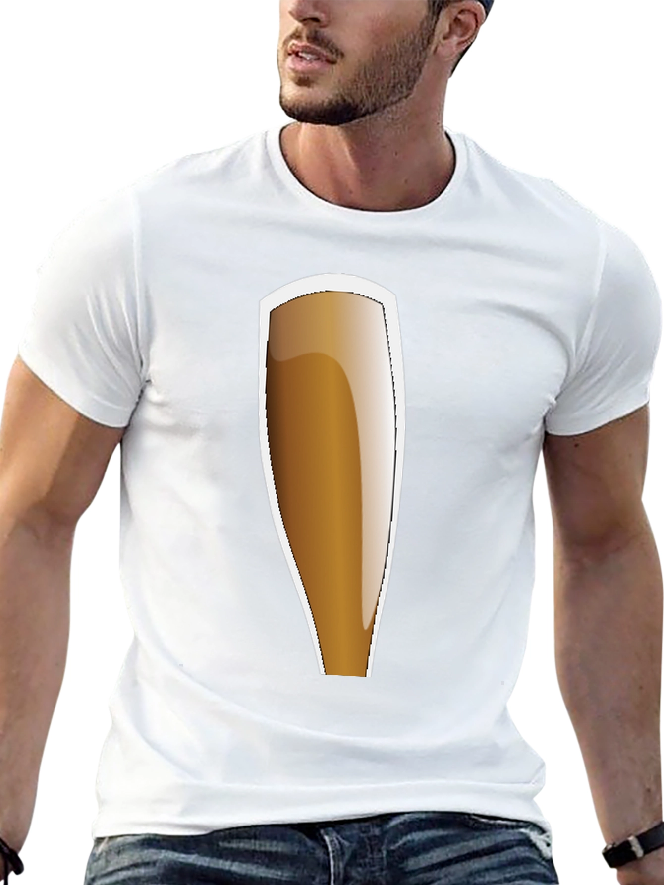 Black Beer Glass Graphic Tee - Casual Style