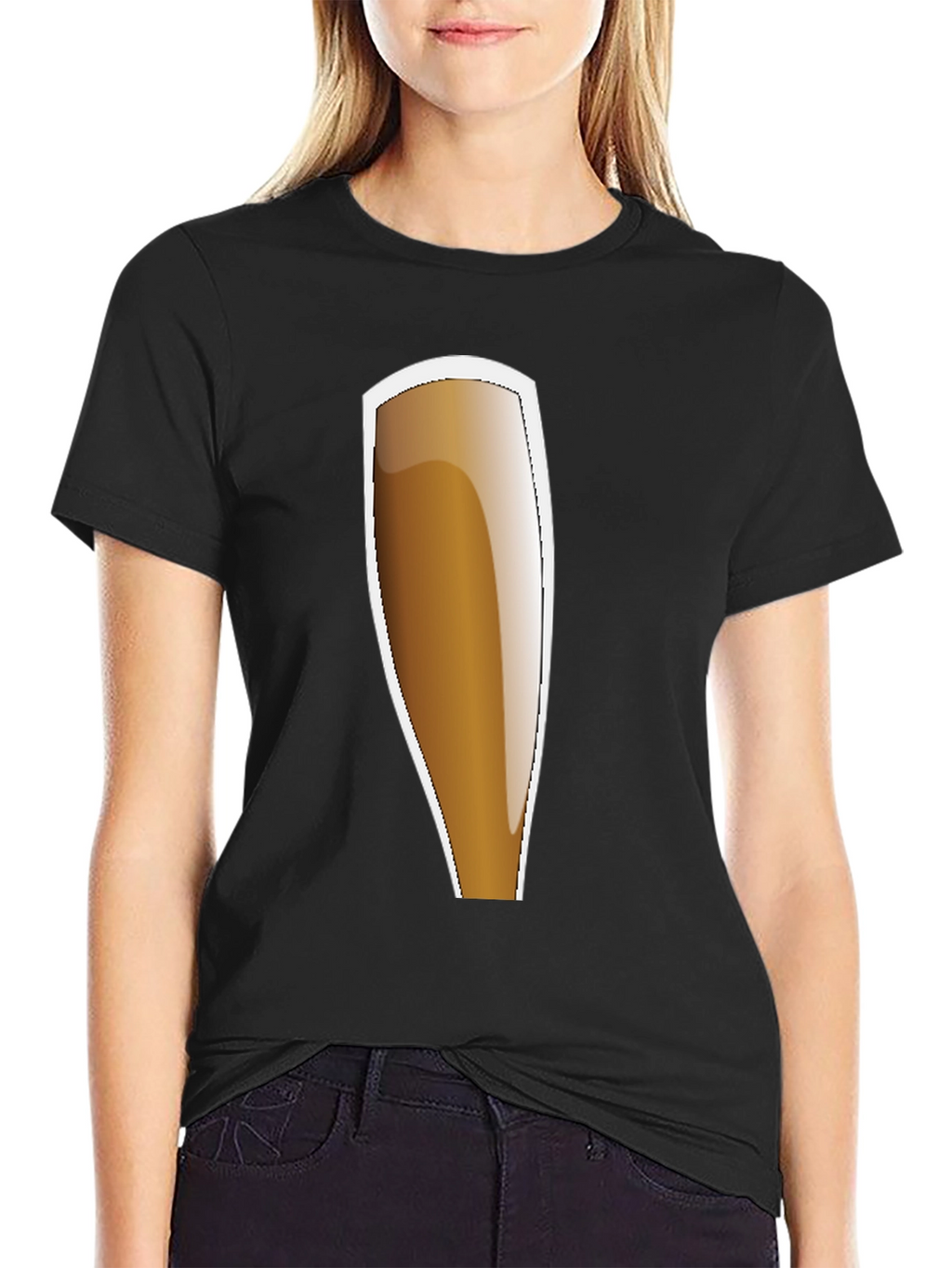 Black Beer Glass Graphic Tee - Casual Style