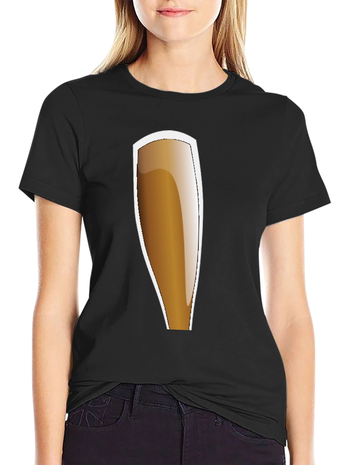 Black Beer Glass Graphic Tee - Casual Style