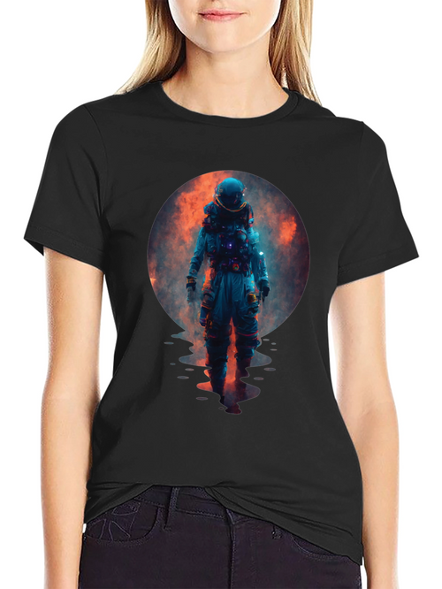 Astronaut in Space Graphic Black T-Shirt