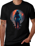 Astronaut in Space Graphic Black T-Shirt