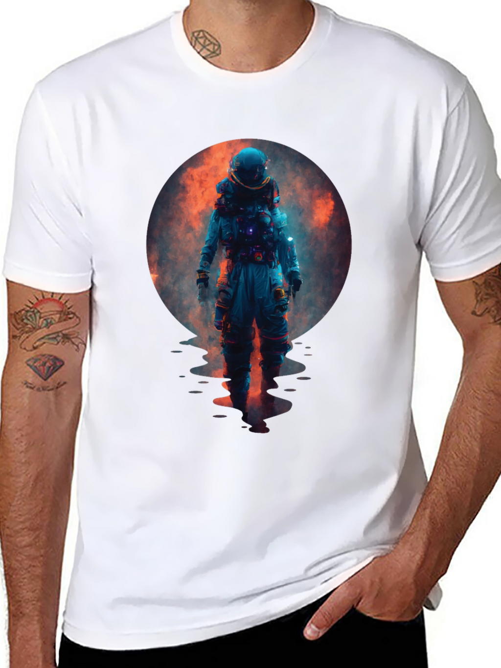 Astronaut in Space Graphic Black T-Shirt