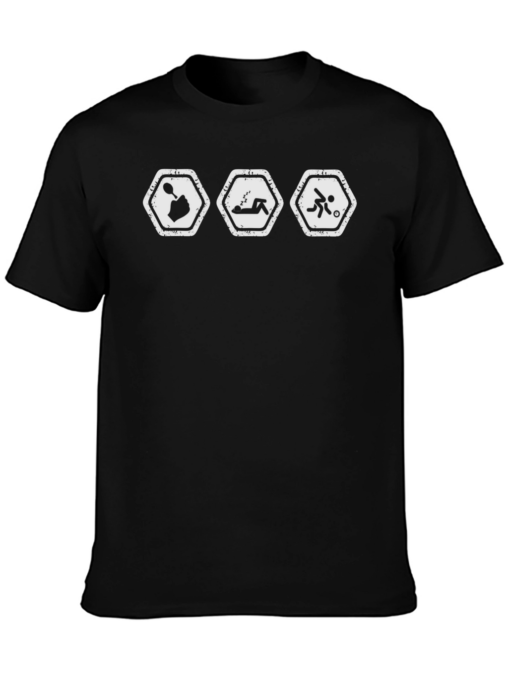 Humorous Spoon Sleep Soccer Black T-Shirt